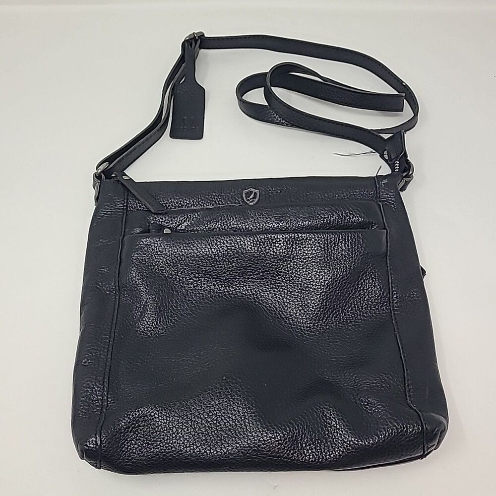 Cochor Black Soft Leather Crossbody Slim Shoulder Bag Purse 9”x9” Cochoa